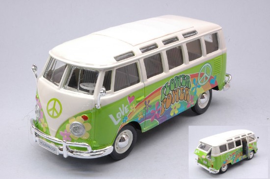 Immagine di VW VAN SAMBA FLOWER POWER HIPPIE LINE GREEN/WHITE 1:25