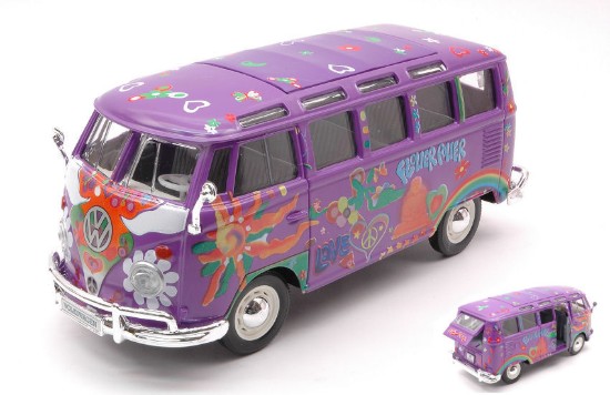 Immagine di VW VAN SAMBA FLOWER POWER HIPPIE LINE VIOLET 1:25