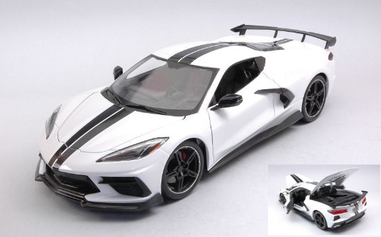 Immagine di CHEVROLET CORVETTE STINGRAY (HIGH WING) 2020 WHITE 1:18