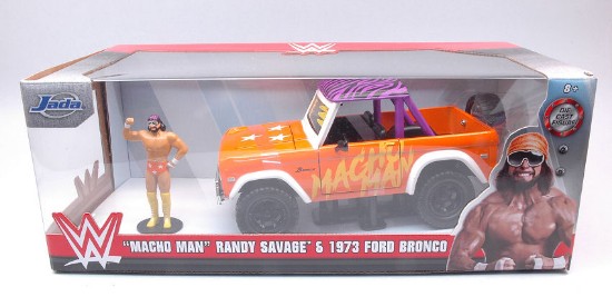 Immagine di FORD BRONCO 1973 W/MACHO MAN FIGURE ORANGE/PURPLE/WHITE 1:24