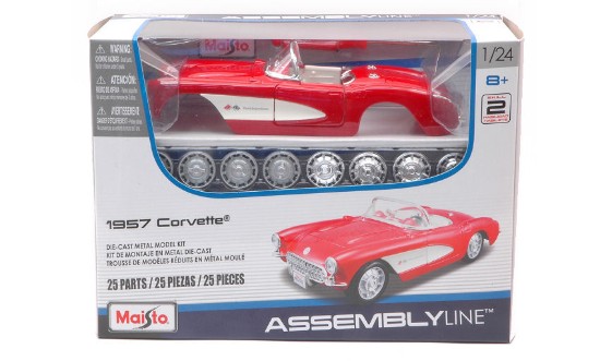 Immagine di CHEVROLET CORVETTE CABRIOLET 1957 RED/WHITE KIT 1:24