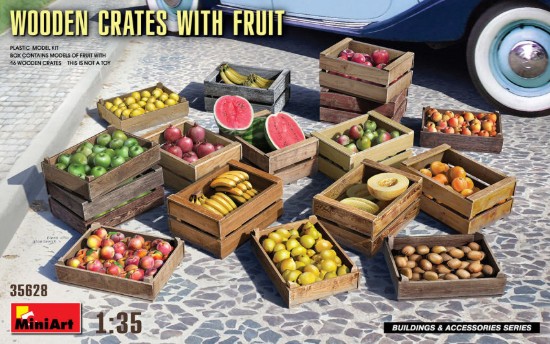 Immagine di WOODEN CRATES WITH FRUITS KIT 1:35