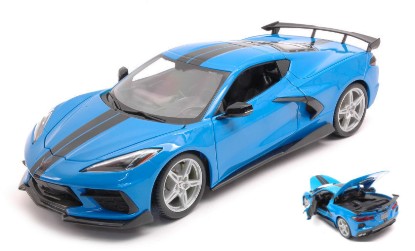 Immagine di CHEVROLET CORVETTE STINGRAY (HIGH WING) 2020 BLUE 1:18