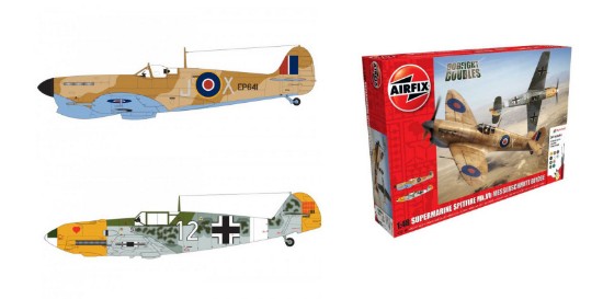 Immagine di SUPERMARINE SPITFIRE MKVB + MESSERSCHMITT BF109E SET Pz.2 KIT 1:48