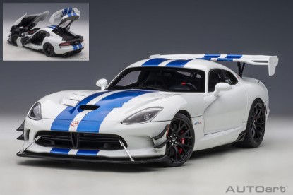 Immagine di DODGE VIPER GTS-R COMMEMORATIVE EDITION 2017 WHITE W/BLUE STRIPES 1:18