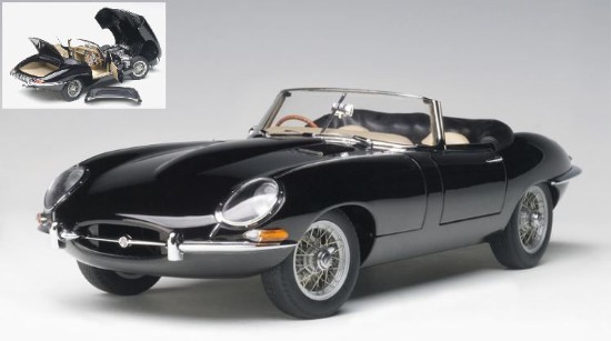 Immagine di JAGUAR E-TYPE ROADSTER SERIES I 3.8 1961 BLACK WITH METAL WIRE 1:18