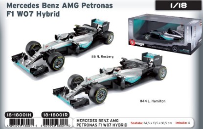 Immagine di MERCEDES AMG PETRONAS W07 HYBRID N.ROSBERG 2016 N.6 WORLD CHAMPION 1:18