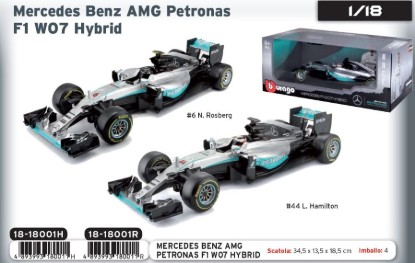 Immagine di MERCEDES AMG PETRONAS W07 HYBRID N.ROSBERG 2016 N.6 WORLD CHAMPION 1:18