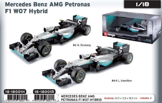 Immagine di MERCEDES AMG PETRONAS W07 HYBRID N.ROSBERG 2016 N.6 WORLD CHAMPION 1:18