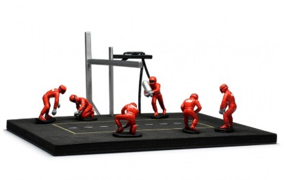 Immagine di PIT STOP SET 6 FIGURES AND ACCESSORIES RED WITH DECALS 1:43
