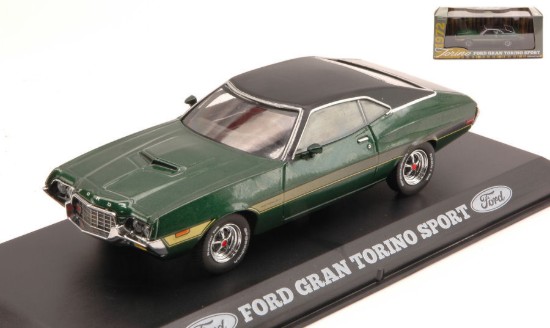 Immagine di FORD GRAN TORINO SPORT 1972 GREEN WITH YELLOW STRIPES W/BLACK ROOF 1:43