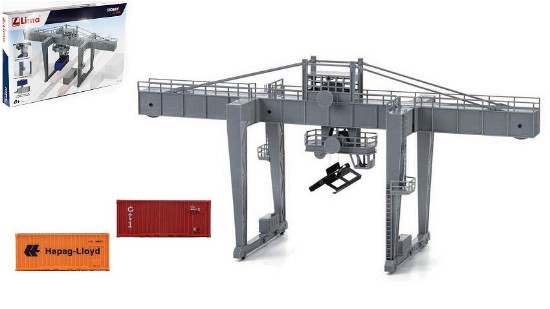 Immagine di GRU FERROVIARIA CON 2 CONTAINER SCALA H0 1:87