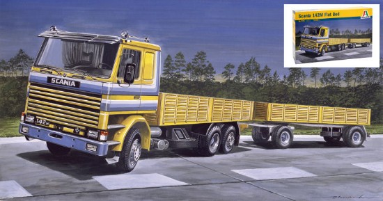 Immagine di SCANIA 142M FLAT BED TRUCK & TRAILER  KIT 1:24