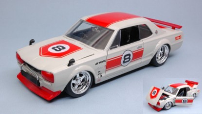 Immagine di NISSAN SKYLINE 2000 GT-R 1971 N.8 WHITE/RED "JDM TUNERS" 1:24