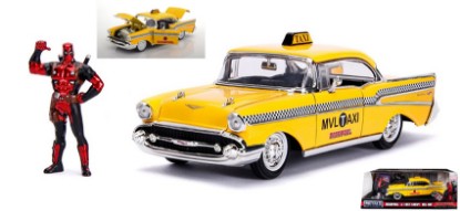 Immagine di DEADPOOL W/1957 TAXI CHEVY BEL AIR YELLOW 1:24