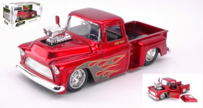 Immagine di CHEVY STEPSIDE 1955 METALLIC RED W/FLAMES 1:24