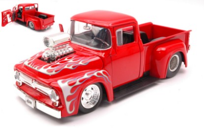 Immagine di FORD F-100 PICK UP 1956 RED W/FLAMES 1:24