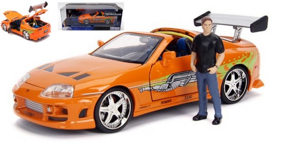 Immagine di BRIAN & TOYOTA SUPRA 1995 ORANGE FAST & FURIOUS W/FIGURE 1:24