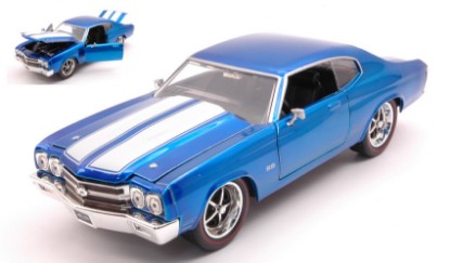 Immagine di CHEVY CHEVELLE SS 1970 METALLIC BLUE W/WHITE STRIPES 1:24