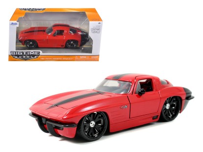 Immagine di CHEVY CORVETTE STINGRAY 1963 RED W/BLACK WHEELS 1:24