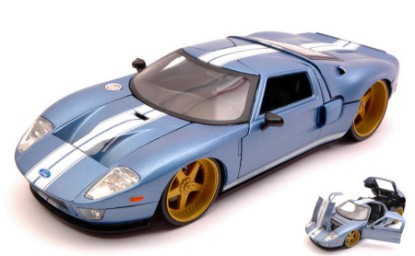 Immagine di FORD GT 2005 LIGHT BLUE/WHITE 1:24