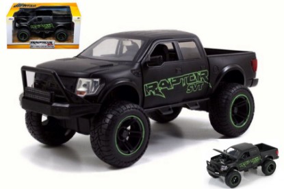 Immagine di FORD F-150 SVT RAPTOR OFF ROAD 2011 BLACK W/GREEN WRITING 1:24
