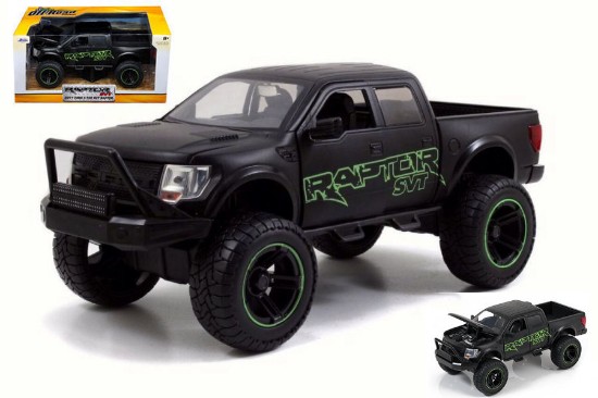 Immagine di FORD F-150 SVT RAPTOR OFF ROAD 2011 BLACK W/GREEN WRITING 1:24