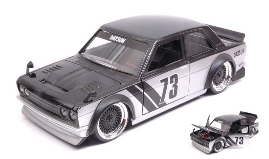 Immagine di DATSUN 510 1973 WIDEBODY N.73 SILVER/BLACK "JDM TUNERS" 1:24