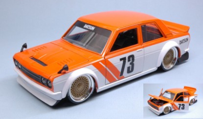 Immagine di DATSUN 510 1973 WIDEBODY N.73 WHITE/ORANGE "JDM TUNERS" 1:24