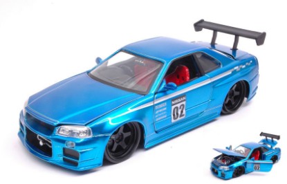 Immagine di NISSAN SKYLINE GT-R (R34) 2002 N.02 METALLIC BLUE "JDM TUNERS" 1:24