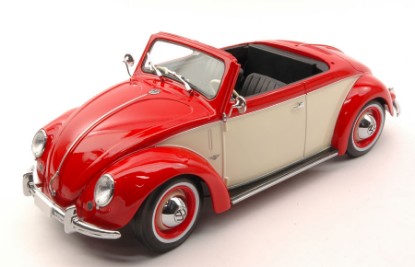 Immagine di VW 1200 HEBMULLER CONVERTIBLE 1949 RED/CREAM 1:18