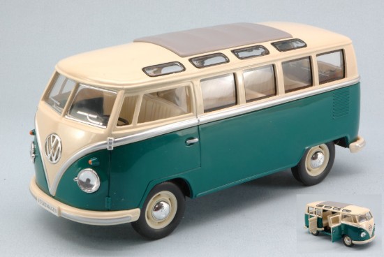 Immagine di VW SAMBA BUS 1962 GREEN/CREAM ROOF BOX 1:24
