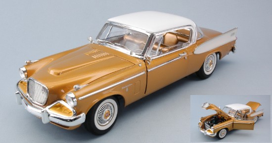 Immagine di STUDEBAKER GOLDEN HAWK 1958 GOLD W/WHITE ROOF  1:18
