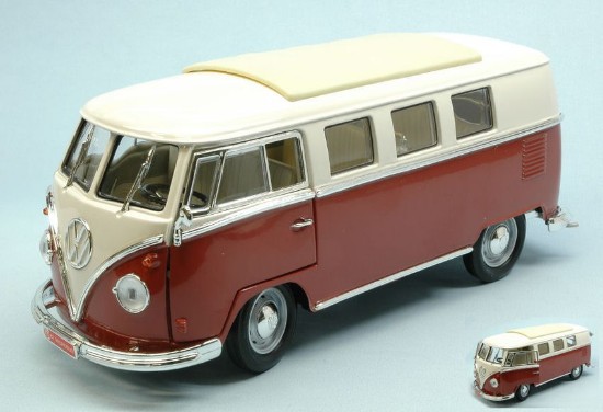 Immagine di VW MICROBUS 1962 BURGUNDY W/WHITE ROOF 1:18