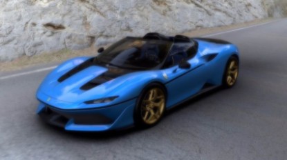 Immagine di FERRARI J50 FRENCH RACING BLUE W/GOLD WHEELS C/VETRINA 1:18
