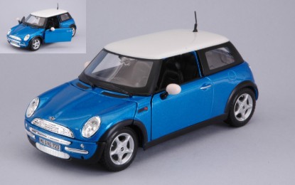 Immagine di NEW MINI COOPER 2002 BLUE W/WHITE ROOF 1:24