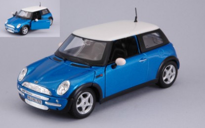 Immagine di NEW MINI COOPER 2002 BLUE W/WHITE ROOF 1:24