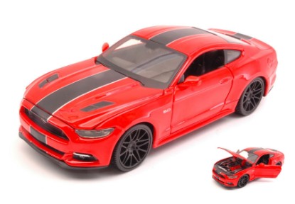 Immagine di FORD MUSTANG GT 2015 RED W/BLACK STRIPES 1:24