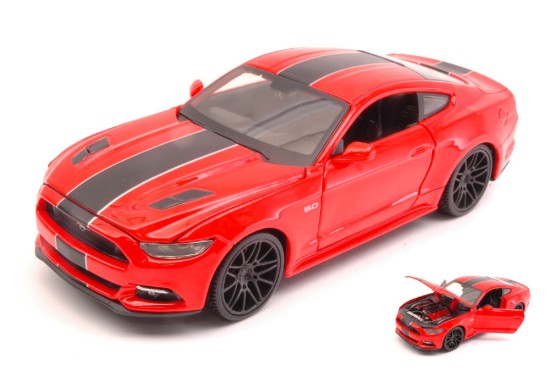 Immagine di FORD MUSTANG GT 2015 RED W/BLACK STRIPES 1:24