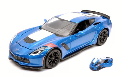 Immagine di CHEVROLET CORVETTE GRAN SPORT 2017 BLUE W/WHITE STRIPES 1:24