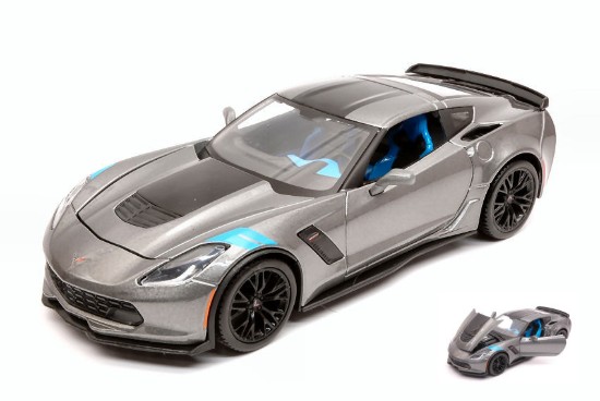 Immagine di CHEVROLET CORVETTE GRAN SPORT 2017 GUN METAL W/BLACK STRIPES 1:24