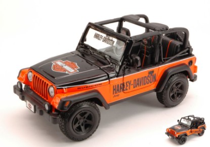 Immagine di JEEP WRANGLER RUBICON HARLEY DAVIDSON ORANGE/BLACK 1:27