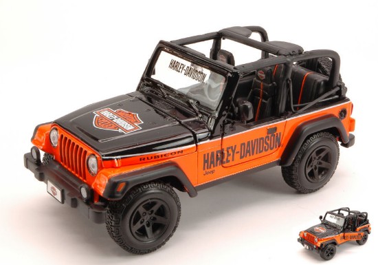 Immagine di JEEP WRANGLER RUBICON HARLEY DAVIDSON ORANGE/BLACK 1:27