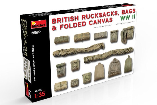 Immagine di BRITISH RUCKSACKS BAGS FOLDED CANVAS WWII KIT 1:35