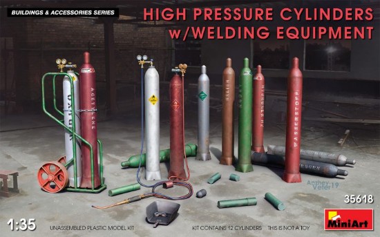 Immagine di HIGH PRESSURE CYLINDERS W/WELDING EQUIPMENT KIT 1:35