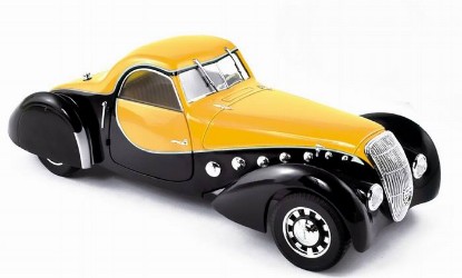 Immagine di PEUGEOT 302 DARL MAT COUPE  1937 BLACK & YELLOW 1:18