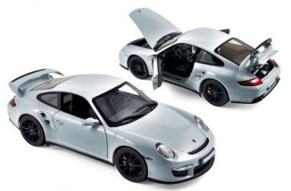Immagine di PORSCHE 911 GT2 2007 SILVER W/BLACK WHEELS 1:18