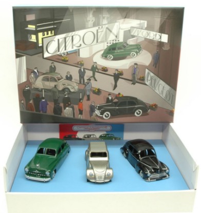Immagine di COFFRET SALON PARIS 1949 CITROEN 2CV + FORD VEDETTE + PEUGEOT 203 1:43