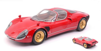 Immagine di ALFA ROMEO TIPO 33 STRADALE 1967 RED GOLD WHEELS 1:12
