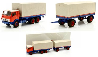 Immagine di KAMAZ 53212 WITH TRAILER ORANGE/BLUE 1:43